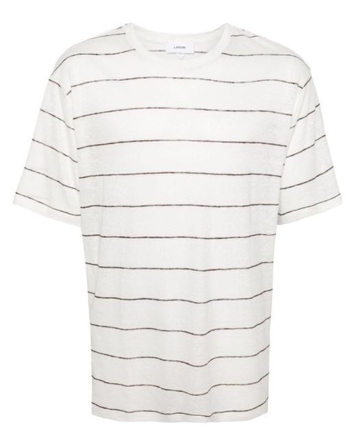 Lardini White Striped Fine-knit T-shirt for men