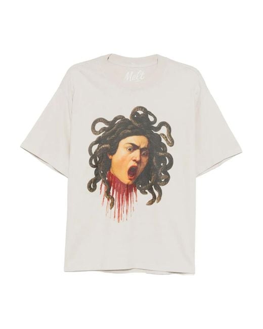 Melt White Cotton Printed T-Shirt for men