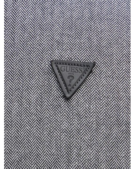 Guess Gray Herringbone Cotton Shirt for men