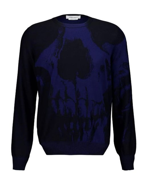 McQueen Blue Crew-Neck Sweater for men