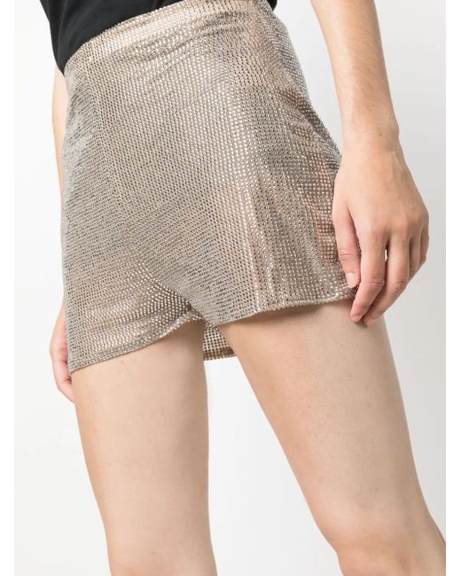 GIUSEPPE DI MORABITO Natural Rhinestone-Embellished High-Waist Shorts