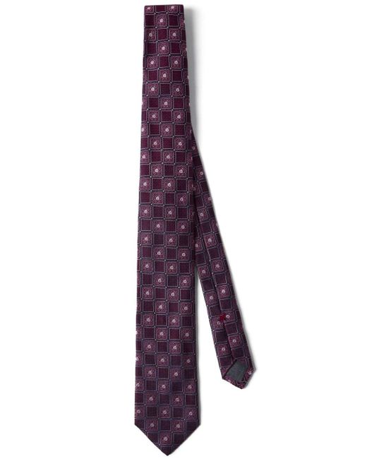 Brunello Cucinelli Purple Patterned Silk Tie for men