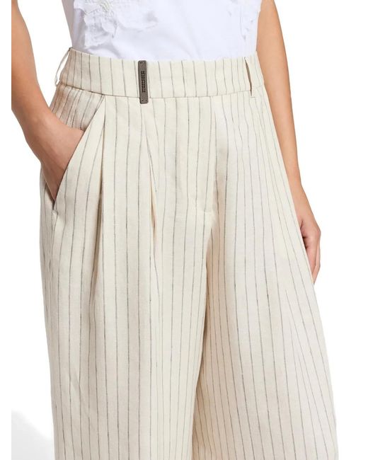 Peserico Natural Pinstripe Palazzo Pants