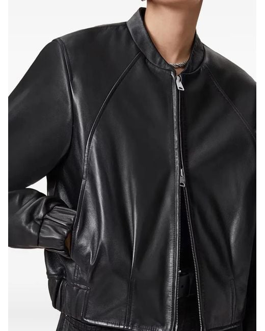 AllSaints Black Zip-Up Leather Jacket