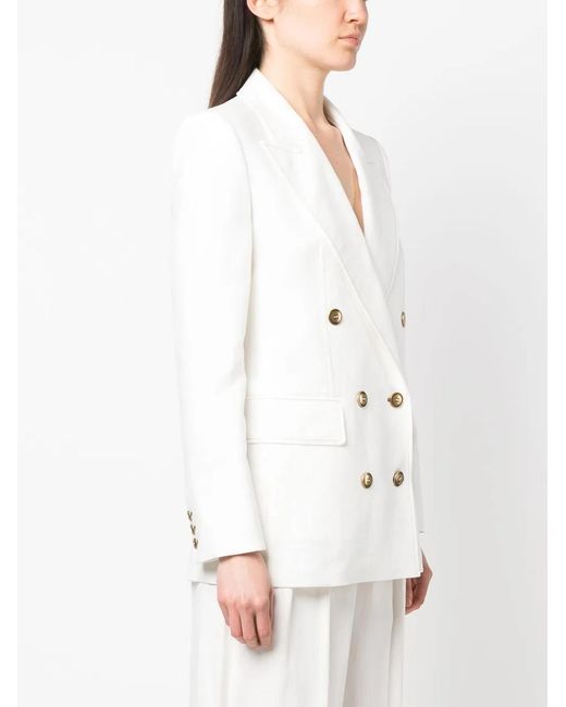 Max Mara White Double-Breasted Blazer Jacket