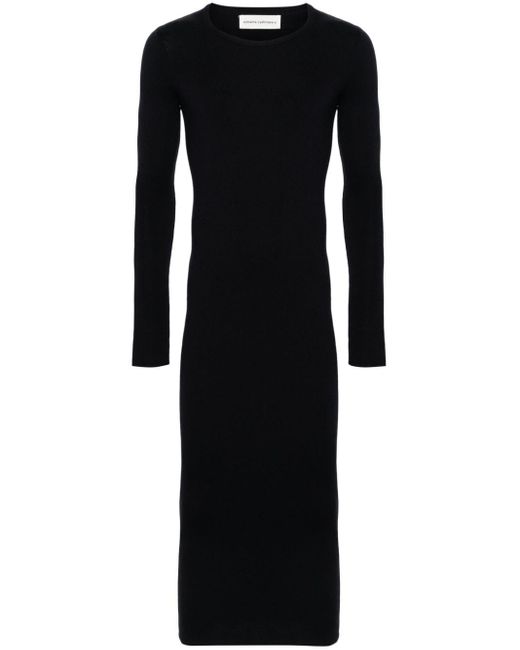 Extreme Cashmere Black Snake Fine-knit Maxi Dress