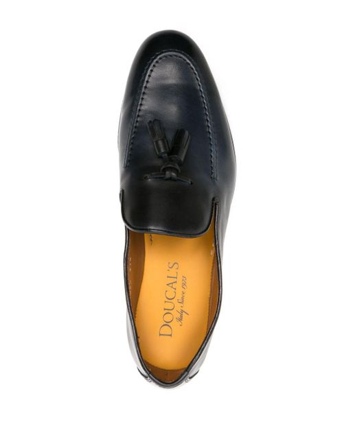 Doucal's Black Tassel-detailed Leather Loafers for men