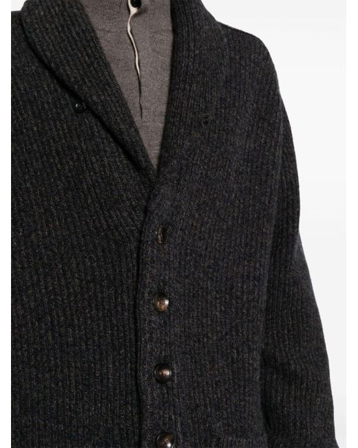 N.Peal Cashmere Black Kensington Cardigan for men