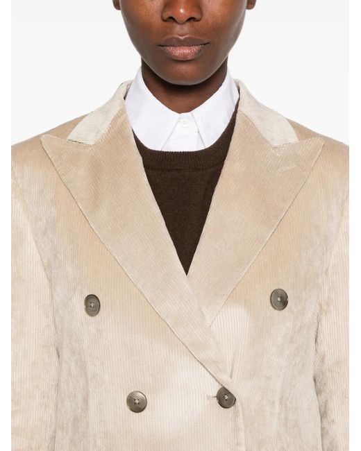 Lardini Natural Double-Breasted Corduroy Blazer