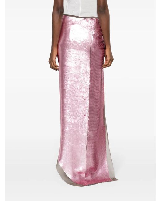 Rick Owens Purple Sequinned Asymmetric Maxi Skirt