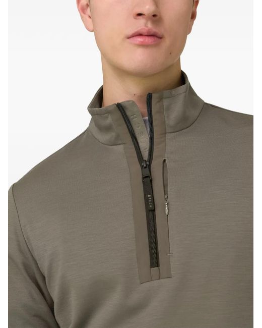 Boggi Gray Half-Zip Mock Neck Sweater for men