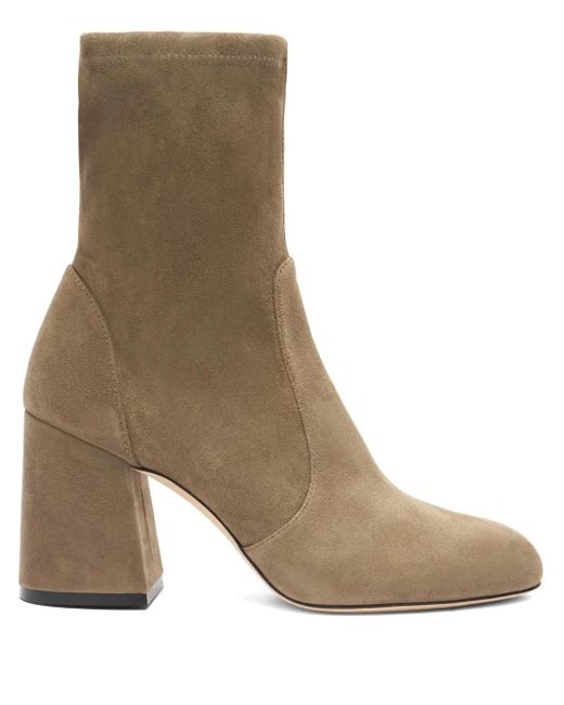 Stuart Weitzman Brown 85Mm Essencialist Stretch Suede Ankle Boots