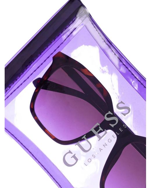 GUESS EYEWEAR Gray Rectangle-Frame Tortoiseshell-Effect Sunglasses for men