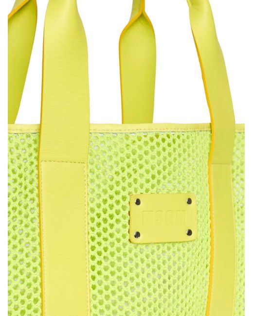 MSGM Yellow Logo-Detail Tote Bag