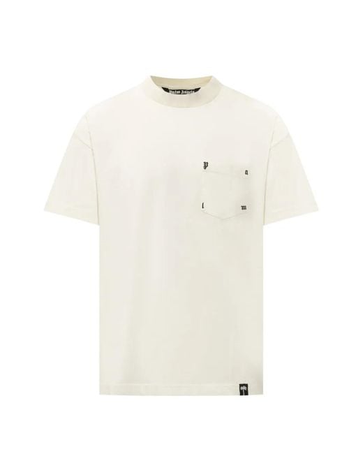 Palm Angels White Palm Rib Regular T-Shirt for men