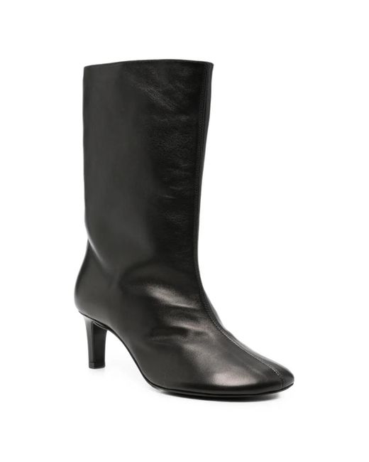 Plan C Black Pointed-Toe Leather Boots