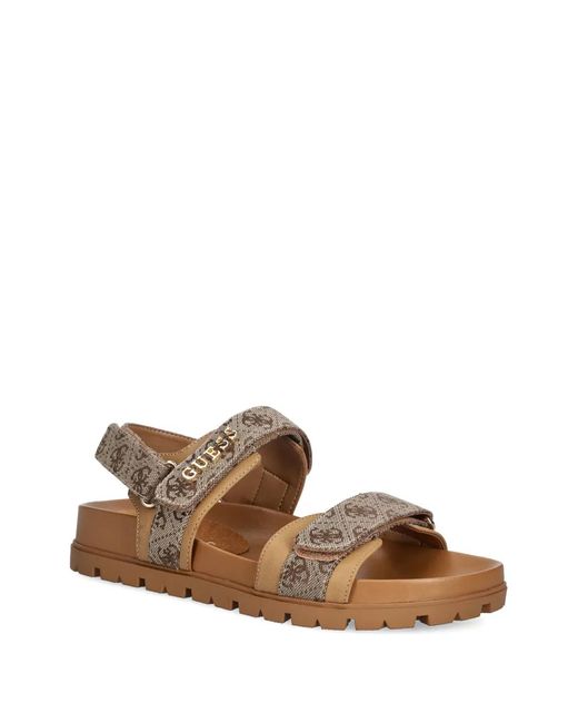 Guess White Floriz2 Monogram-Strap Sandals