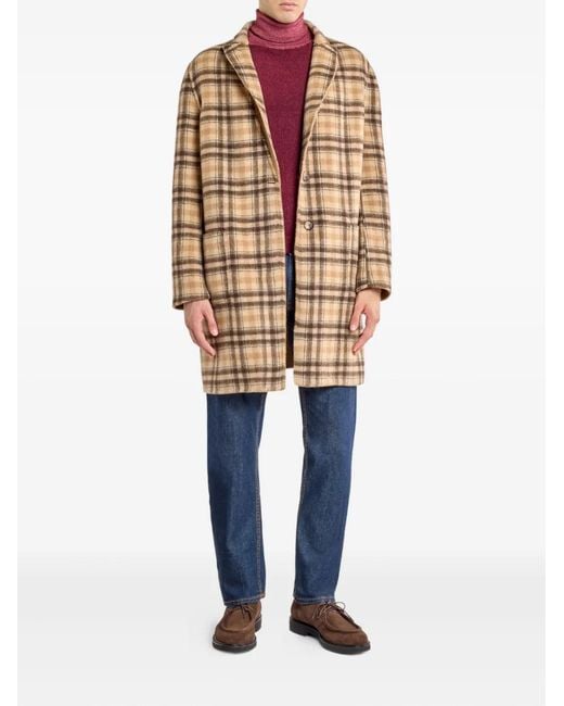 Etro Brown Checked-Pattern Reversible Coat for men