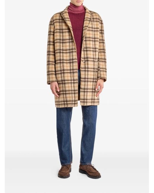 Etro Brown Checked-Pattern Reversible Coat for men