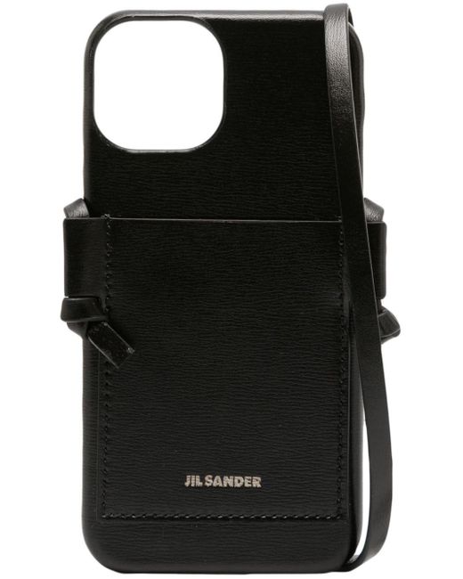 Jil Sander Black Logo-stamp Leather Iphone 13 Pro Case for men