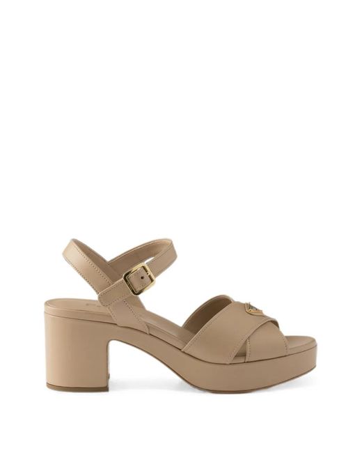 Prada Natural Nappa Leather Platform Sandals