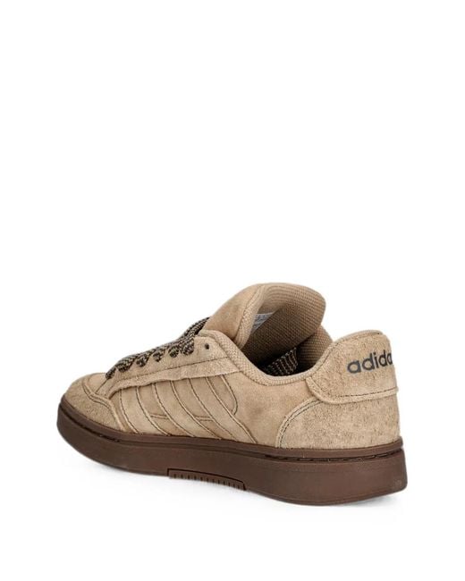 Adidas Brown Ground Court Alpha Suede Panelled Sneakers for men