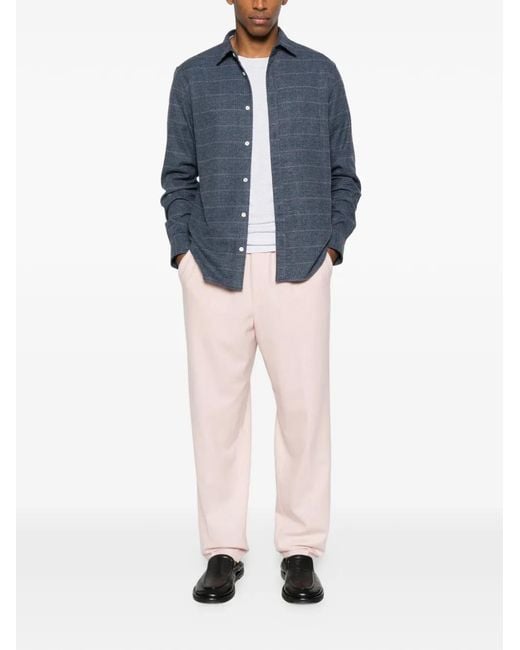 Cellar Door Blue Buttoned Check Shirt for men