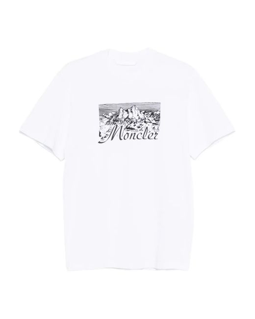 メンズ Moncler プリント Tシャツ White