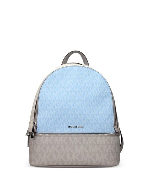 Michael Kors Blue Monogram-Pattern Panelled Backpack