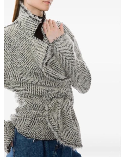Alberta Ferretti Gray Herringbone-Pattern Jacket