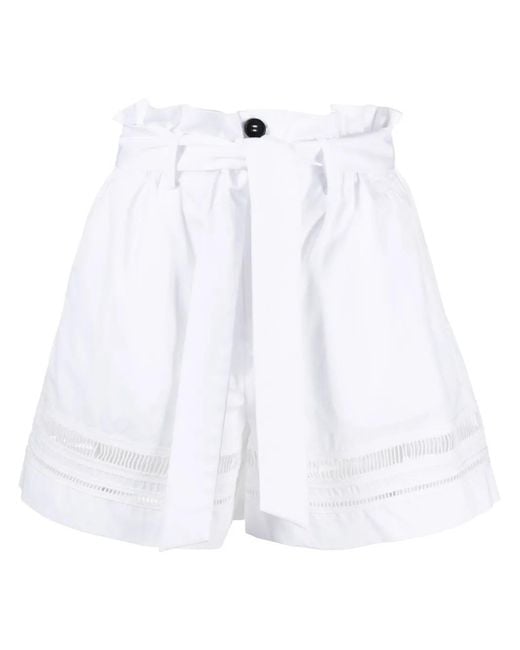 Lorena Antoniazzi White Belted Cotton Shorts