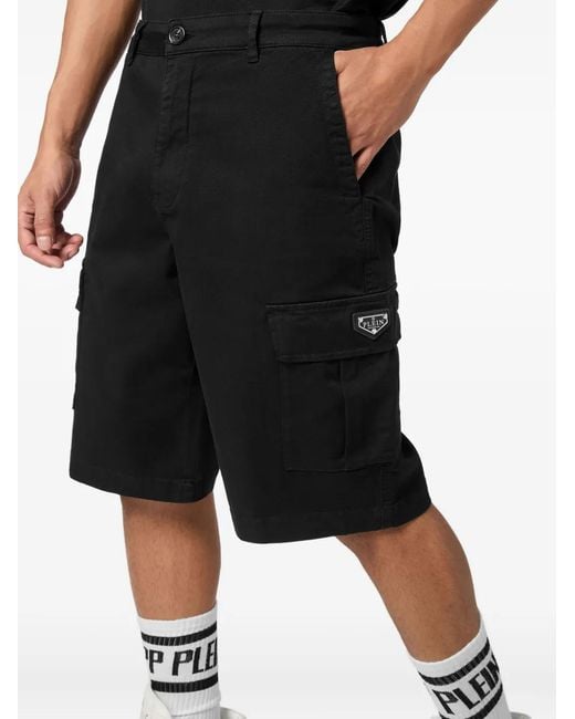 Philipp Plein Black Cargo-Pockets Shorts for men