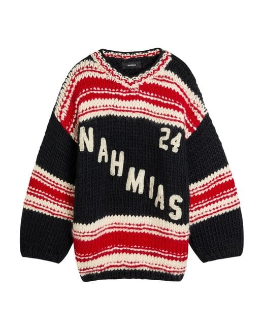NAHMIAS Red Striped Knitted Sweater for men