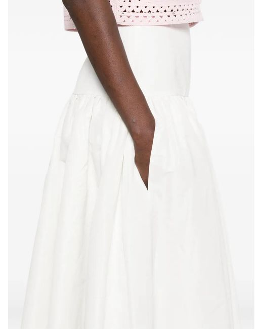 Maje White Long Taffeta Skirt