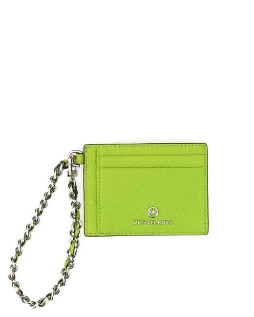 MICHAEL Michael Kors Green Chain-Detail Card Wallet