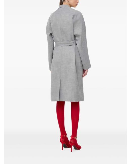 Custommade• Red Crystal-Button Belted Coat