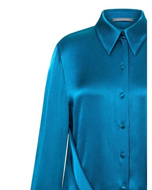 Blouse En Satin À Design Drapé Alberta Ferretti en coloris Blue