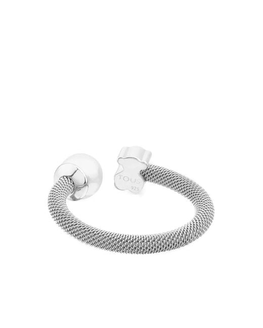 Tous White Mesh-Ring Mit Perlen