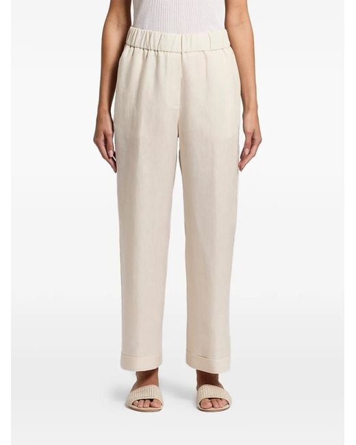 Peserico Natural Elasticated Turn-Up Trousers