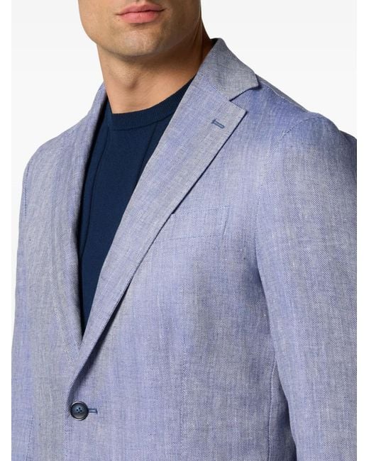 Brooks Brothers Blue Herringbone Linen Blazer for men