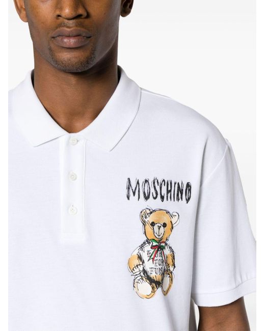 Moschino White Shirt With Teddy Bear Print for men