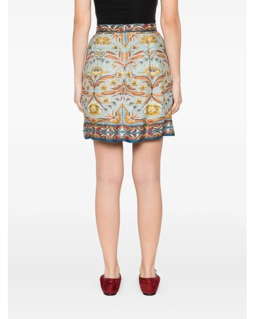Farm Rio White Mosaic Garden Mini Wrap Skirt