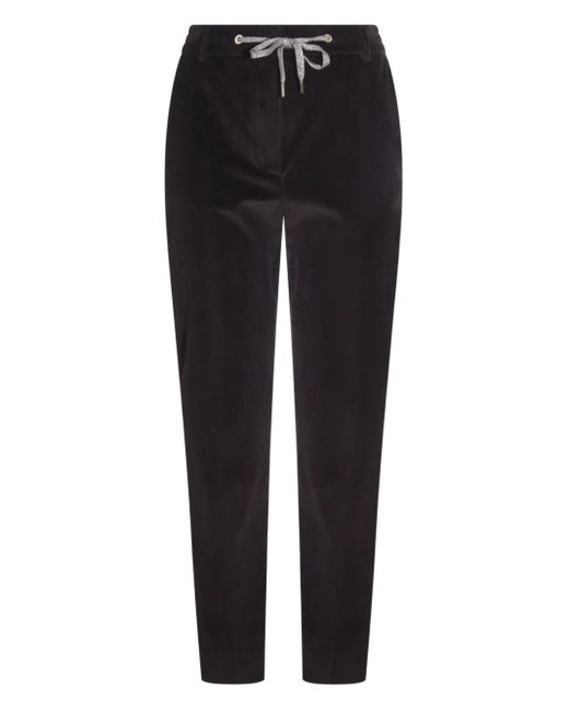 Eleventy Black Drawstring Straight Trousers