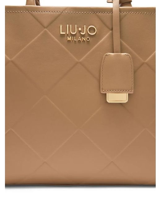 Liu Jo Brown Diamond-Pattern Tote Bag