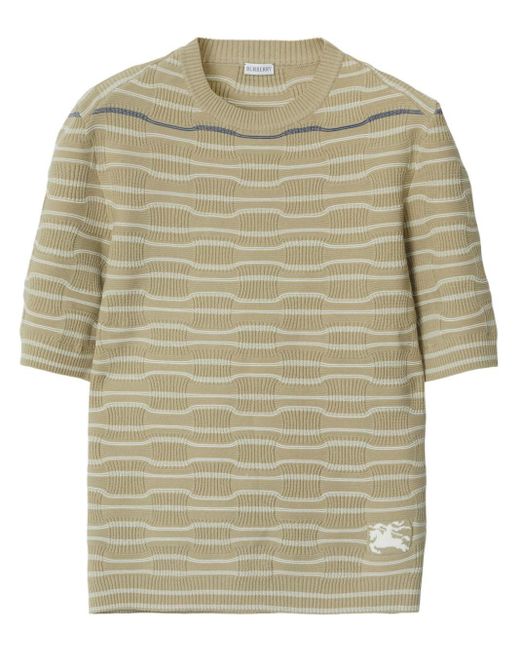Burberry Natural Embroidered-logo Knit T-shirt