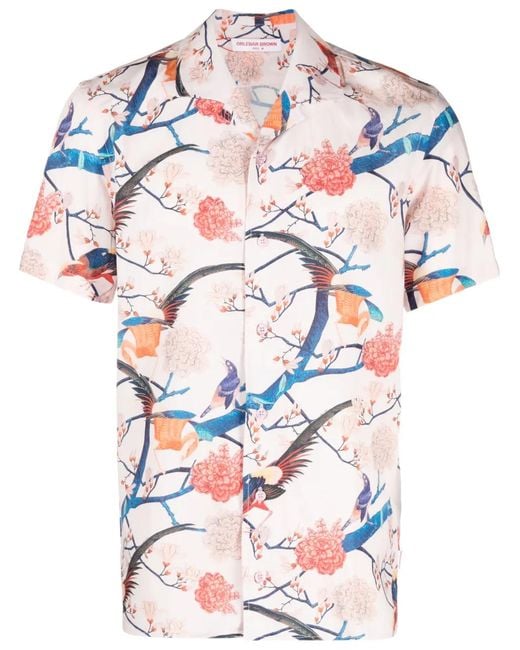 Orlebar Brown Pink Hibbert Flight Of Fantasy Shirt for men