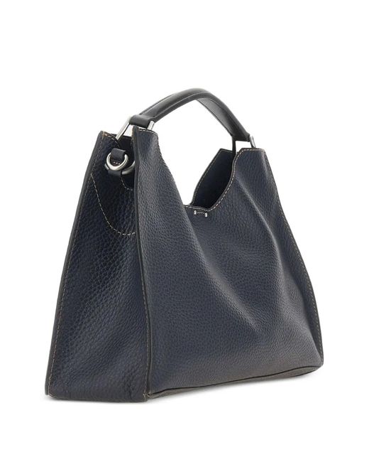 Gianni Chiarini Blue Large Aurora Hammered Leather Tote Bag