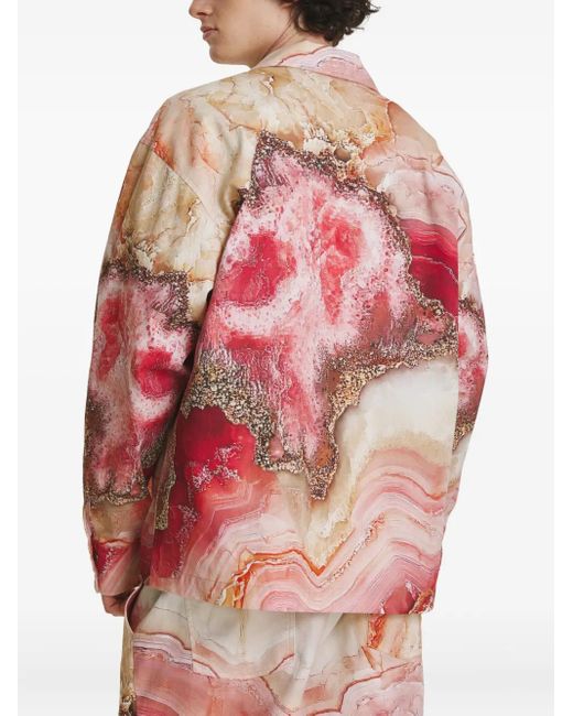 IRINA VOINEA Pink Rose Crystal Overshirt for men
