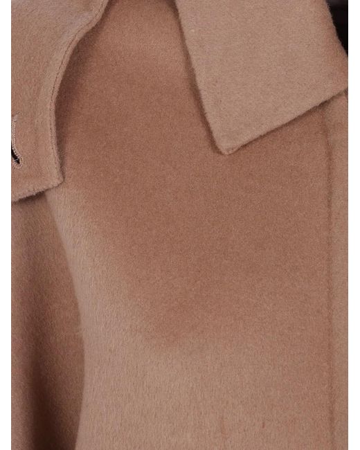 Twinset Brown Hooded Button-Up Jacket