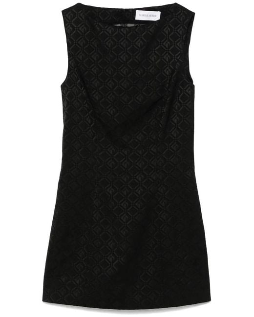 MARINE SERRE Black Moon Diamond-Jacquard Mini Dress